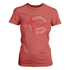 By The Grace Of God I'm A Survivor Stroke Awareness T Shirt For Women TS11 Red Print Your Wear