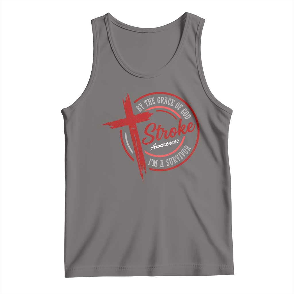 By The Grace Of God I'm A Survivor Stroke Awareness Tank Top TS11 Deep Heather Print Your Wear