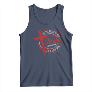 By The Grace Of God I'm A Survivor Stroke Awareness Tank Top TS11 Navy Print Your Wear