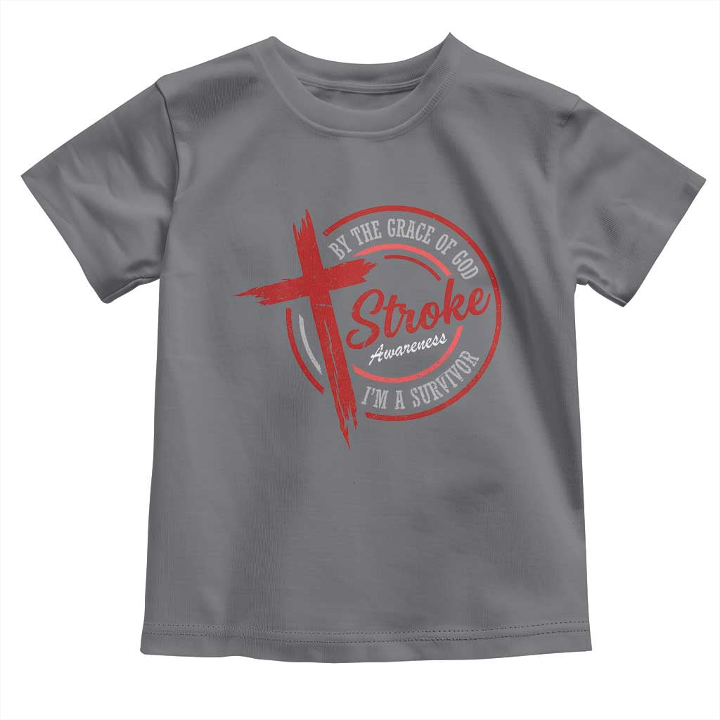 By The Grace Of God I'm A Survivor Stroke Awareness Toddler T Shirt TS11 Charcoal Print Your Wear