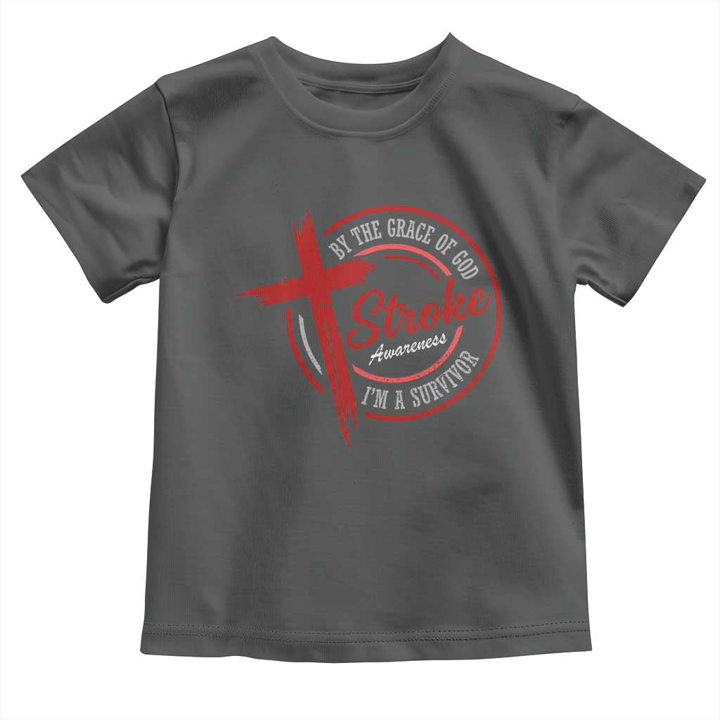 By The Grace Of God I'm A Survivor Stroke Awareness Toddler T Shirt TS11 Dark Heather Print Your Wear
