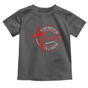 By The Grace Of God I'm A Survivor Stroke Awareness Toddler T Shirt TS11 Dark Heather Print Your Wear