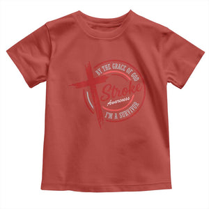 By The Grace Of God I'm A Survivor Stroke Awareness Toddler T Shirt TS11 Red Print Your Wear