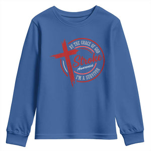 By The Grace Of God I'm A Survivor Stroke Awareness Youth Sweatshirt TS11 Royal Blue Print Your Wear