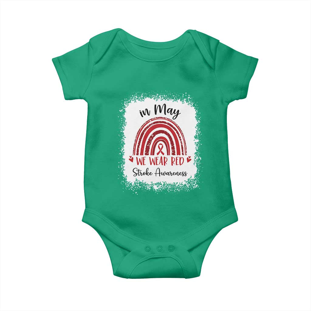 In May We Wear Red Stroke Awareness Baby Onesie Bleach Effect TS11 Irish Green Print Your Wear