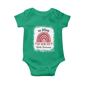 In May We Wear Red Stroke Awareness Baby Onesie Bleach Effect TS11 Irish Green Print Your Wear