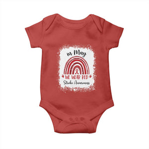 In May We Wear Red Stroke Awareness Baby Onesie Bleach Effect TS11 Red Print Your Wear