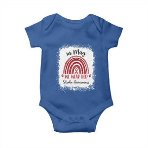 In May We Wear Red Stroke Awareness Baby Onesie Bleach Effect TS11 Royal Blue Print Your Wear