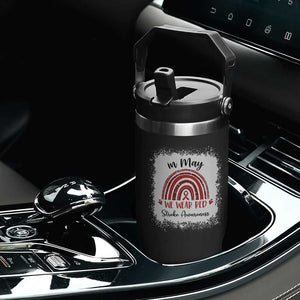 In May We Wear Red Stroke Awareness Flip Straw Tumbler Bleach Effect TS11 Print Your Wear