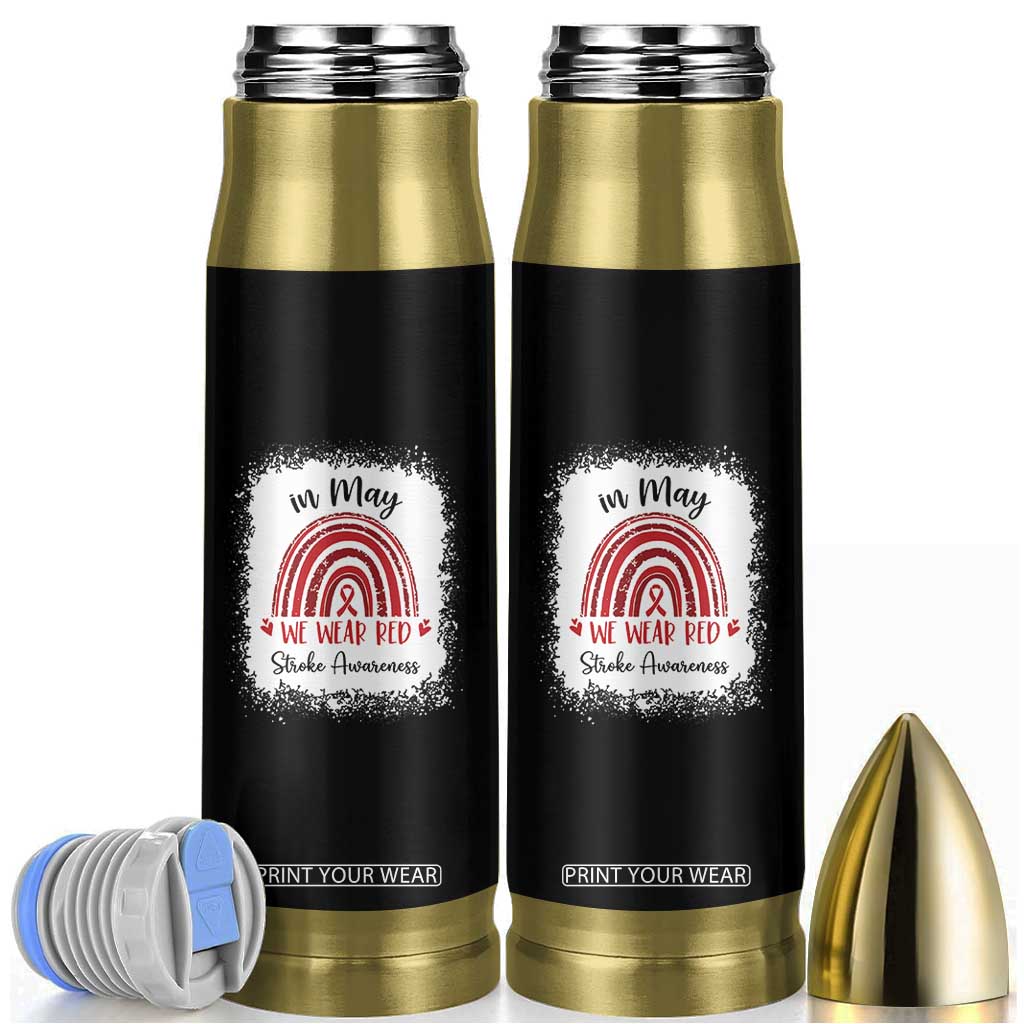 In May We Wear Red Stroke Awareness Bullet Tumbler Bleach Effect TS11 Black Print Your Wear