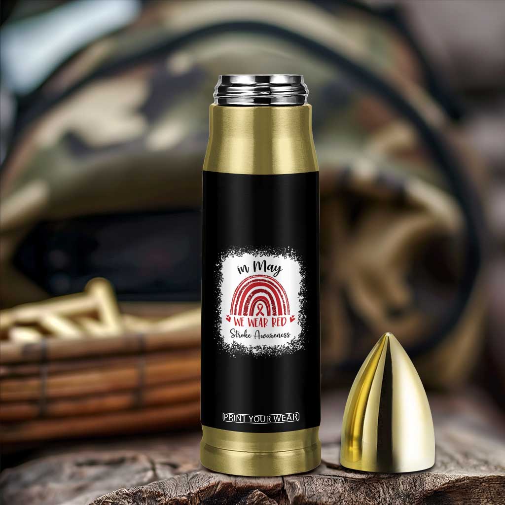 In May We Wear Red Stroke Awareness Bullet Tumbler Bleach Effect TS11 Print Your Wear