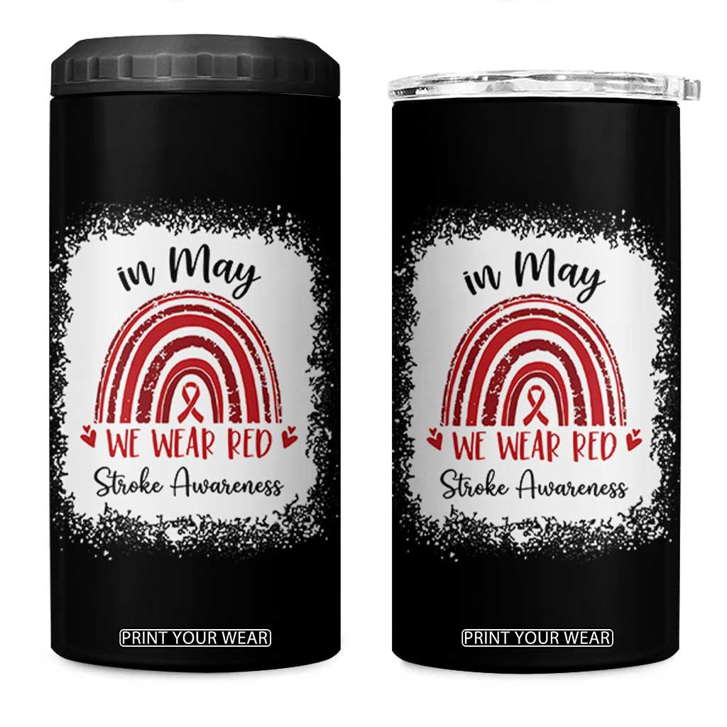 In May We Wear Red Stroke Awareness 4 in 1 Can Cooler Tumbler Bleach Effect TS11 One Size: 16 oz Black Print Your Wear