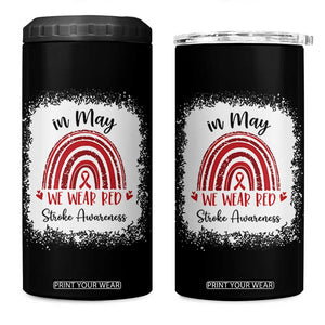 In May We Wear Red Stroke Awareness 4 in 1 Can Cooler Tumbler Bleach Effect TS11 One Size: 16 oz Black Print Your Wear