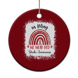 In May We Wear Red Stroke Awareness Ceramic Ornament Bleach Effect TS11 1pc Red Print Your Wear