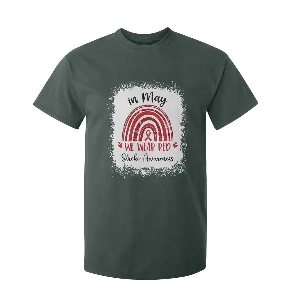 In May We Wear Red Stroke Awareness T Shirt For Kid Bleach Effect TS11 Dark Forest Green Print Your Wear