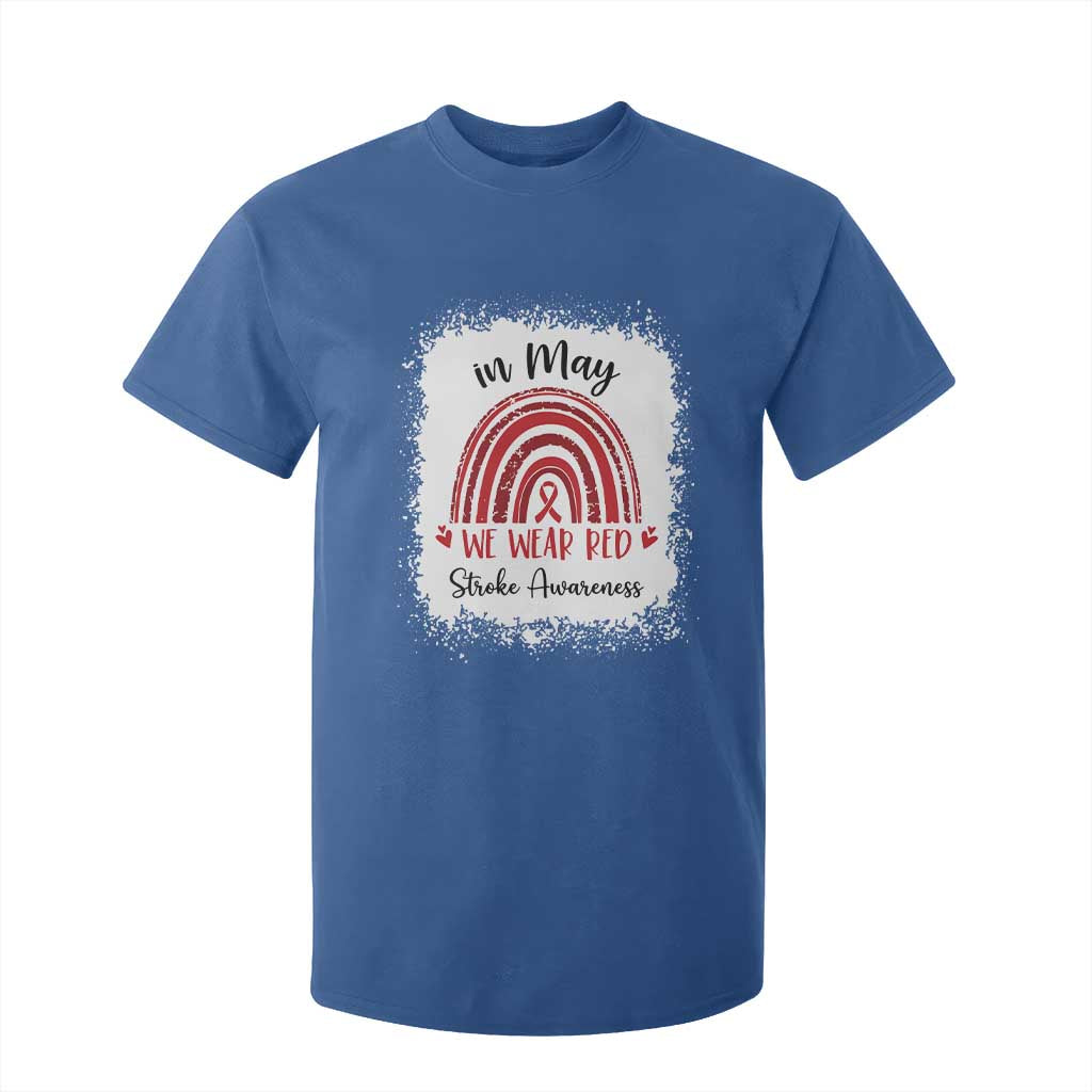 In May We Wear Red Stroke Awareness T Shirt For Kid Bleach Effect TS11 Royal Blue Print Your Wear