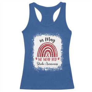 In May We Wear Red Stroke Awareness Racerback Tank Top Bleach Effect TS11 Royal Blue Print Your Wear