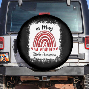 In May We Wear Red Stroke Awareness Spare Tire Cover Bleach Effect TS11 No hole Black Print Your Wear