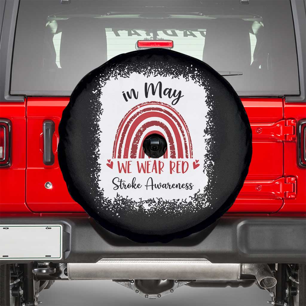 In May We Wear Red Stroke Awareness Spare Tire Cover Bleach Effect TS11 Black Print Your Wear