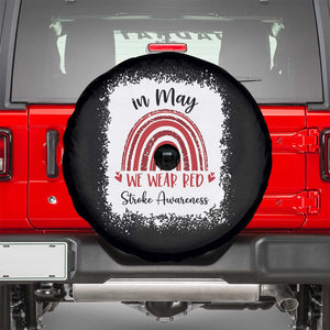 In May We Wear Red Stroke Awareness Spare Tire Cover Bleach Effect TS11 Black Print Your Wear