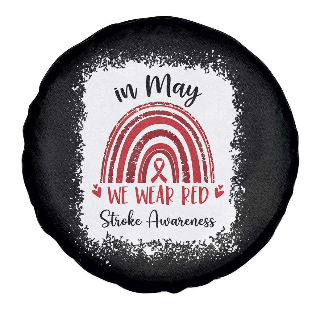 In May We Wear Red Stroke Awareness Spare Tire Cover Bleach Effect TS11 Print Your Wear