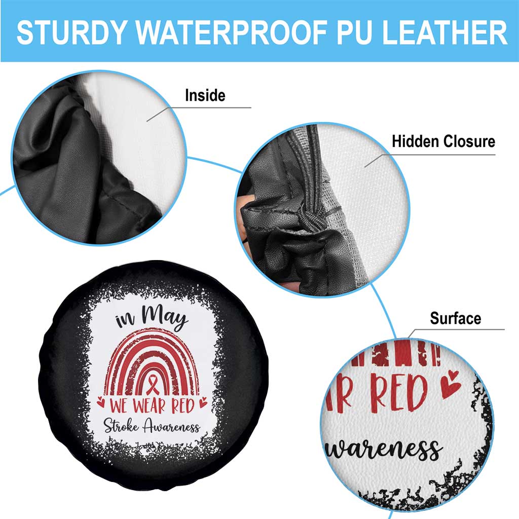 In May We Wear Red Stroke Awareness Spare Tire Cover Bleach Effect TS11 Print Your Wear