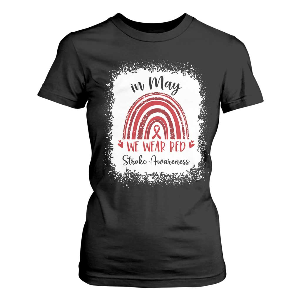 In May We Wear Red Stroke Awareness T Shirt For Women Bleach Effect TS11 Black Print Your Wear