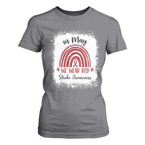 In May We Wear Red Stroke Awareness T Shirt For Women Bleach Effect TS11 Charcoal Print Your Wear
