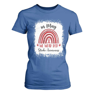 In May We Wear Red Stroke Awareness T Shirt For Women Bleach Effect TS11 Royal Blue Print Your Wear