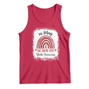 In May We Wear Red Stroke Awareness Tank Top Bleach Effect TS11 Red Print Your Wear