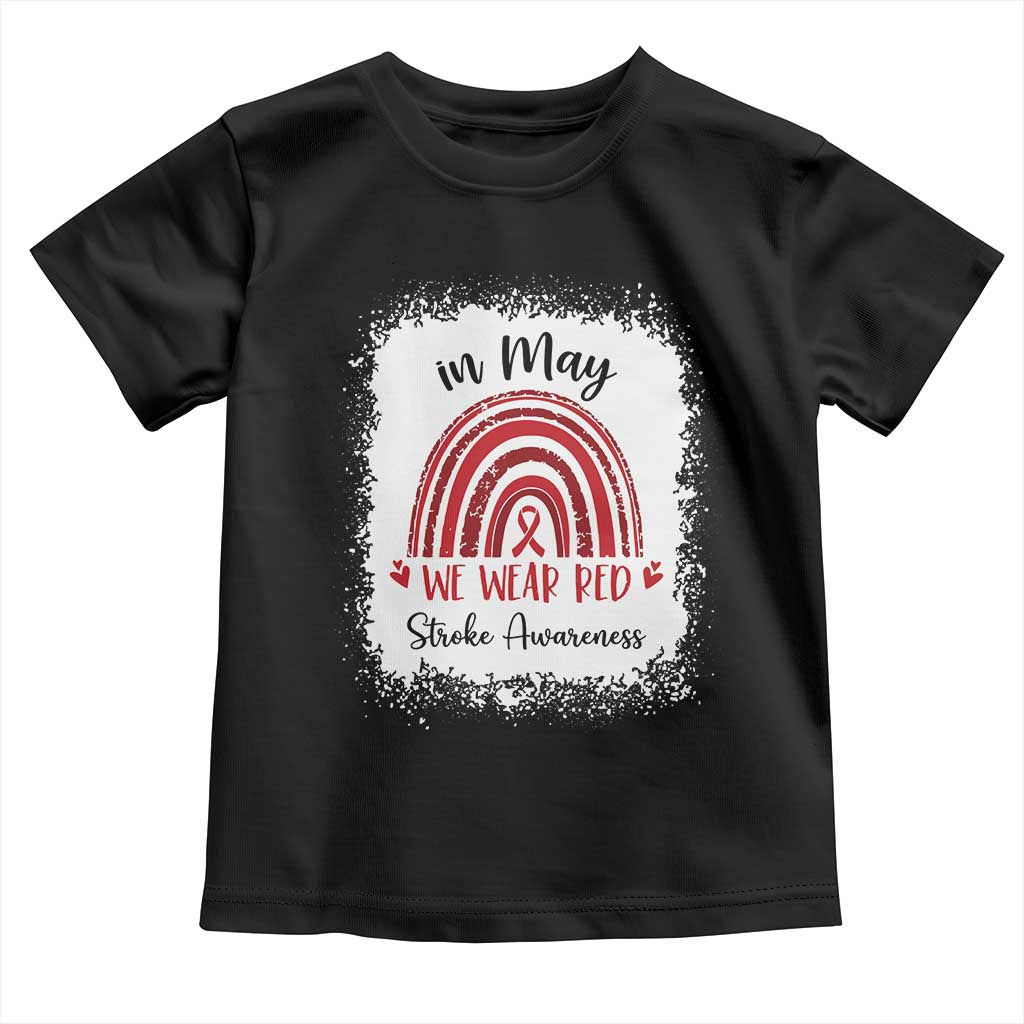 In May We Wear Red Stroke Awareness Toddler T Shirt Bleach Effect TS11 Black Print Your Wear
