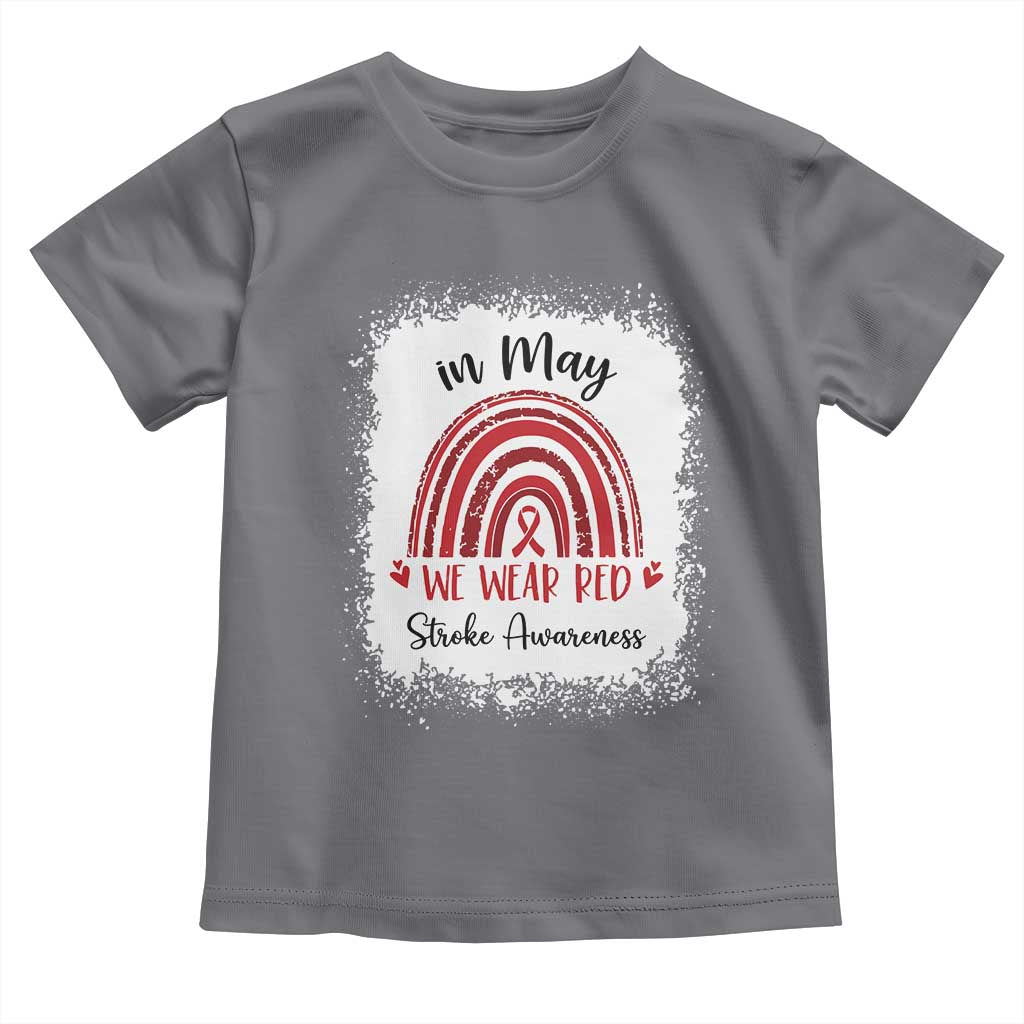 In May We Wear Red Stroke Awareness Toddler T Shirt Bleach Effect TS11 Charcoal Print Your Wear