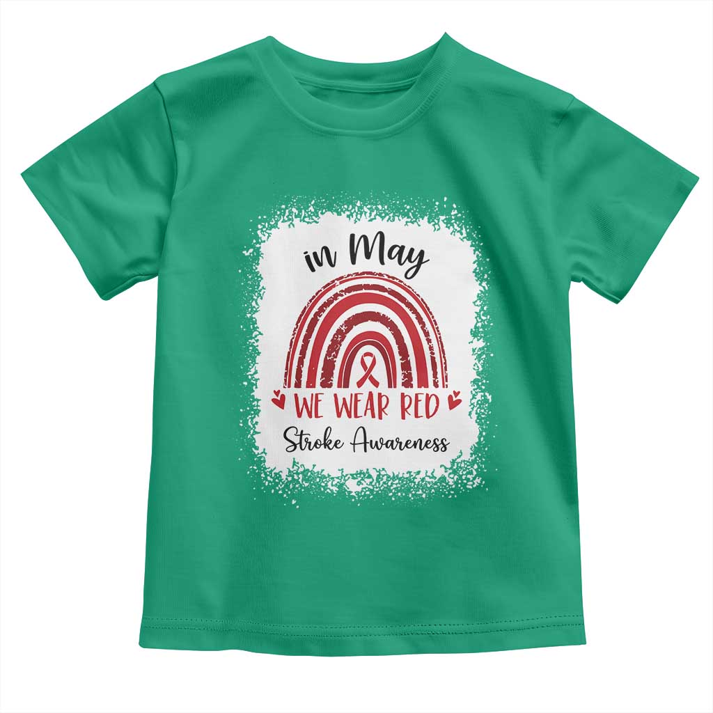In May We Wear Red Stroke Awareness Toddler T Shirt Bleach Effect TS11 Irish Green Print Your Wear