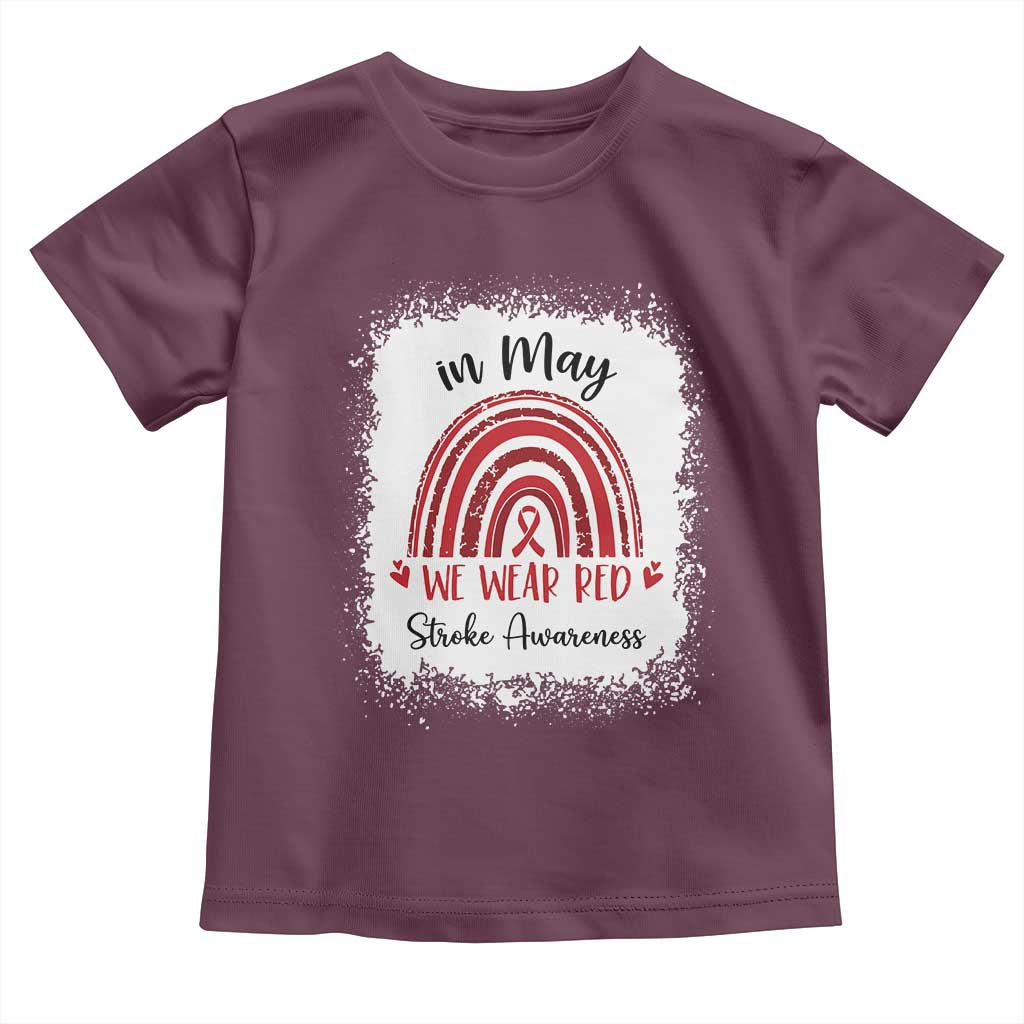 In May We Wear Red Stroke Awareness Toddler T Shirt Bleach Effect TS11 Maroon Print Your Wear