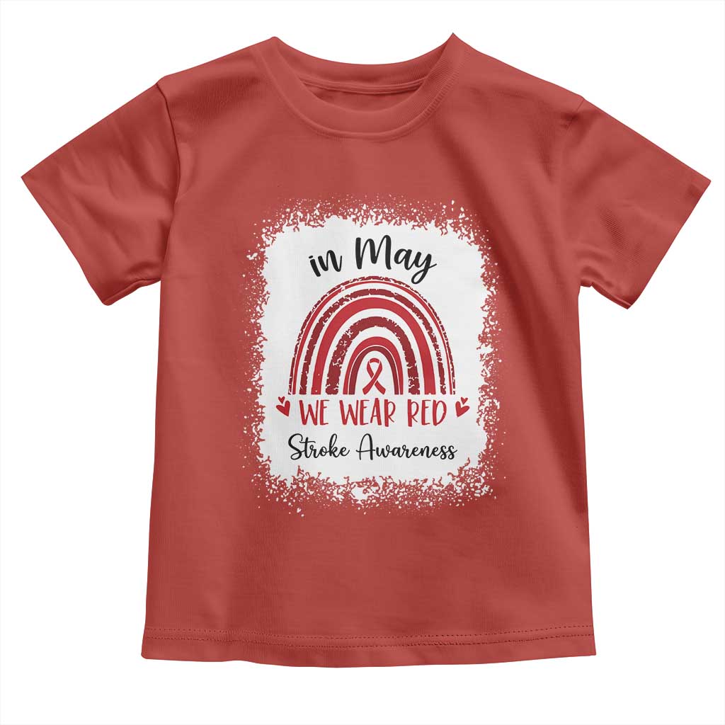 In May We Wear Red Stroke Awareness Toddler T Shirt Bleach Effect TS11 Red Print Your Wear