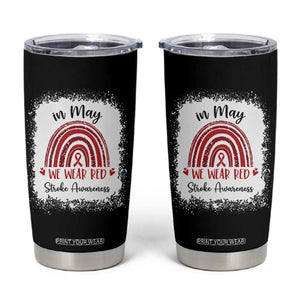 In May We Wear Red Stroke Awareness Tumbler Cup Bleach Effect TS11 Black Print Your Wear