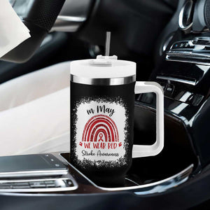 In May We Wear Red Stroke Awareness Tumbler With Handle Bleach Effect TS11 Print Your Wear