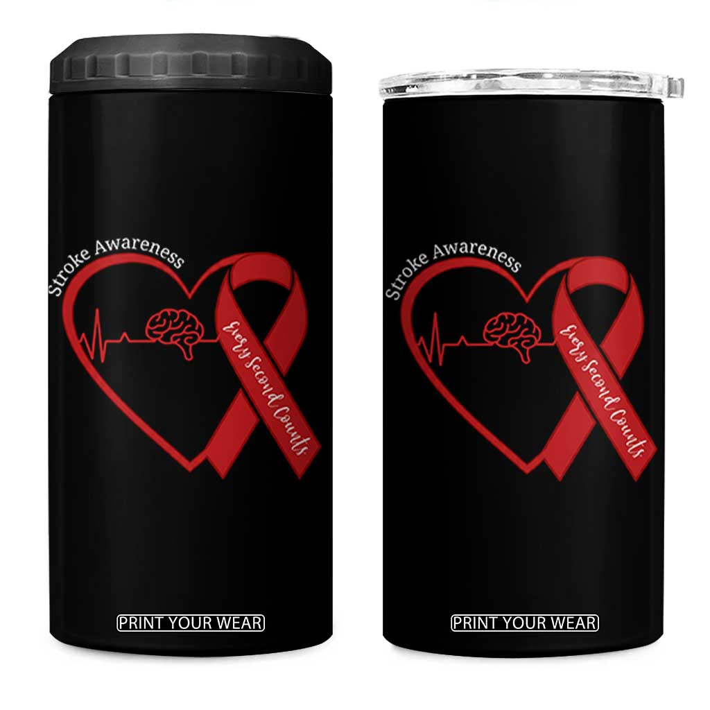 Stroke Awareness 4 in 1 Can Cooler Tumbler Stroke Survivor Warrior Brain Attack TS11 One Size: 16 oz Black Print Your Wear