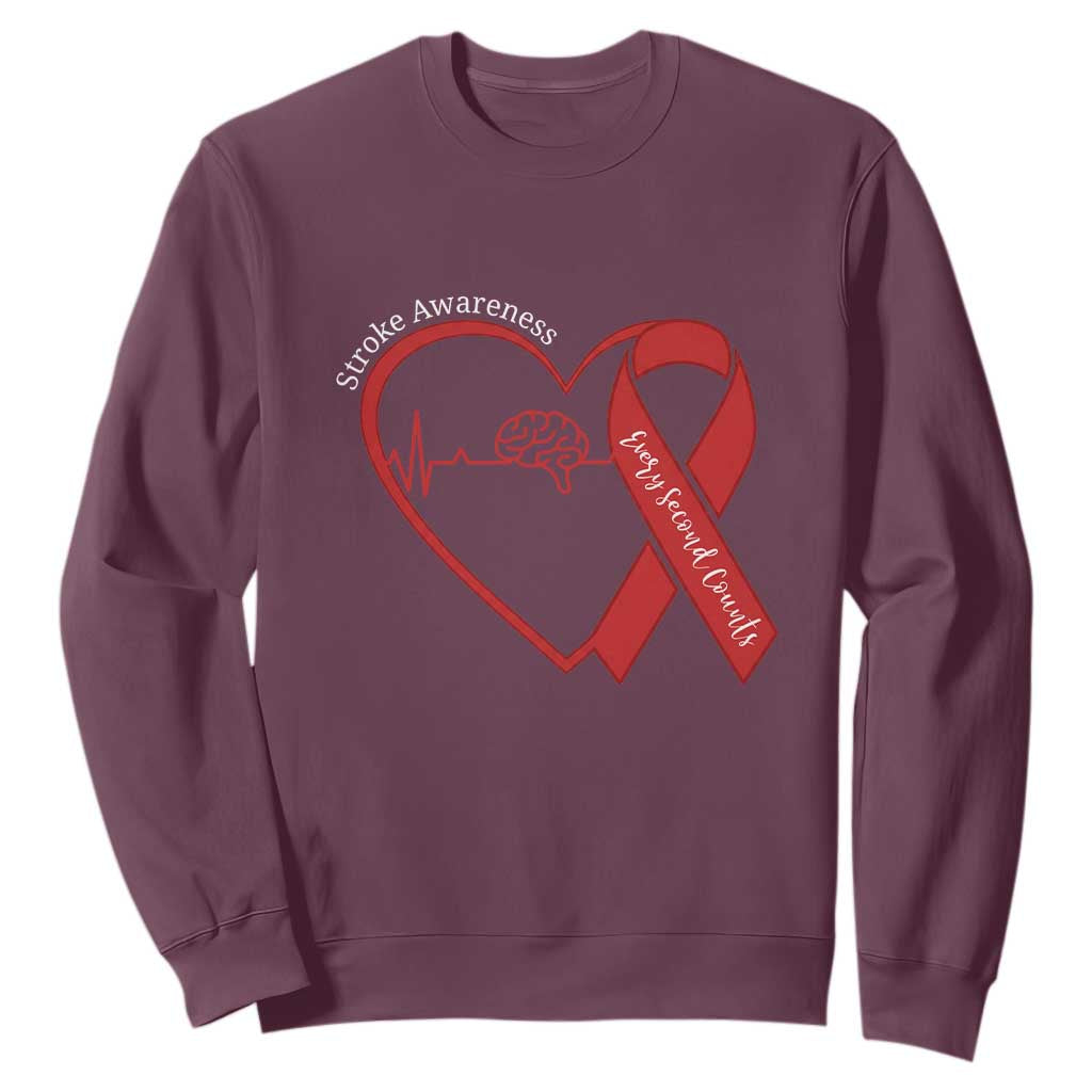 Stroke Awareness Sweatshirt Stroke Survivor Warrior Brain Attack TS11 Maroon Print Your Wear