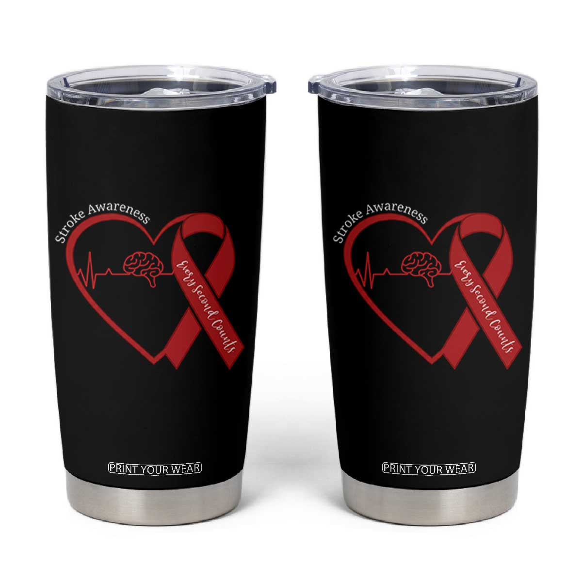 Stroke Awareness Tumbler Cup Stroke Survivor Warrior Brain Attack TS11 Black Print Your Wear