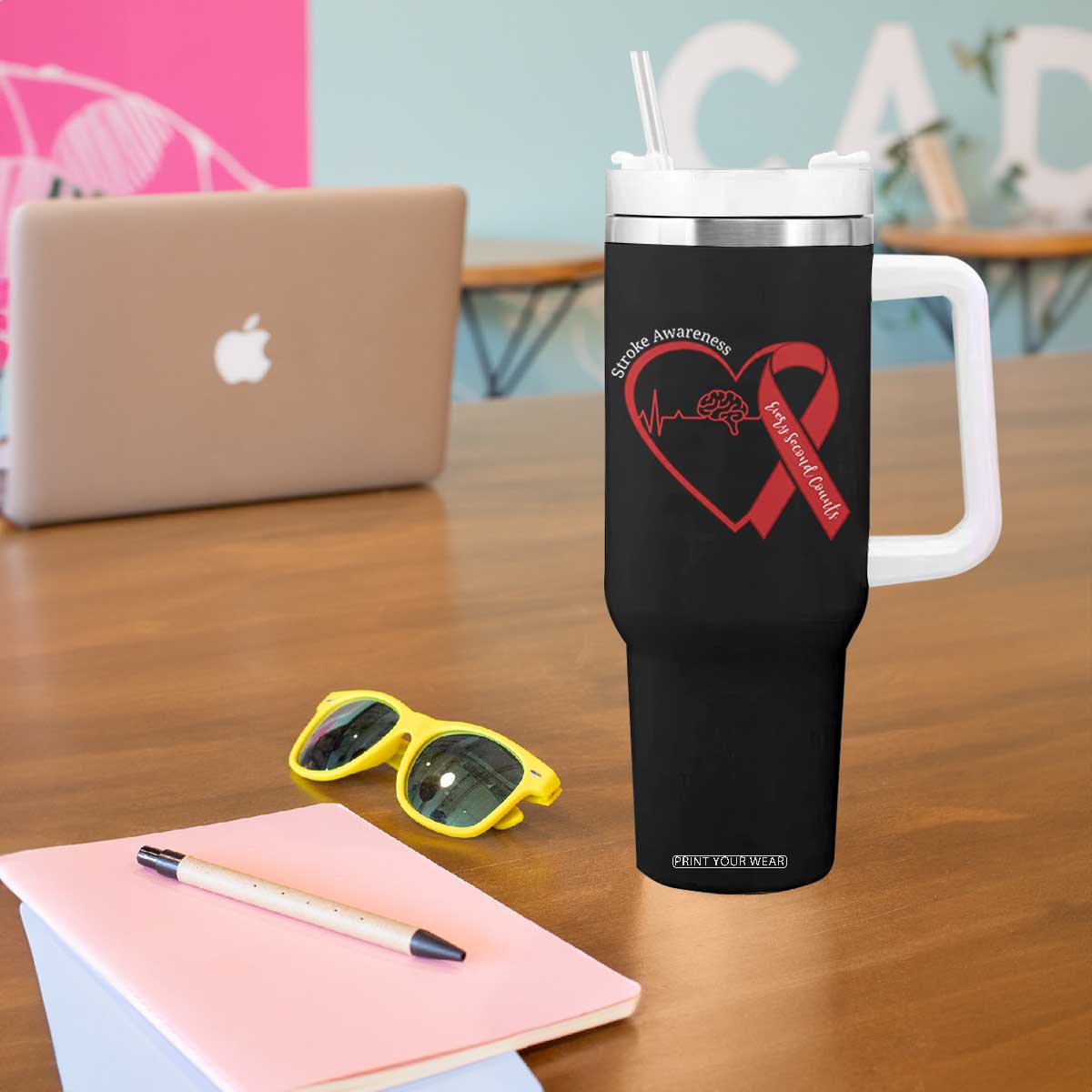 Stroke Awareness Tumbler With Handle Stroke Survivor Warrior Brain Attack TS11 Print Your Wear