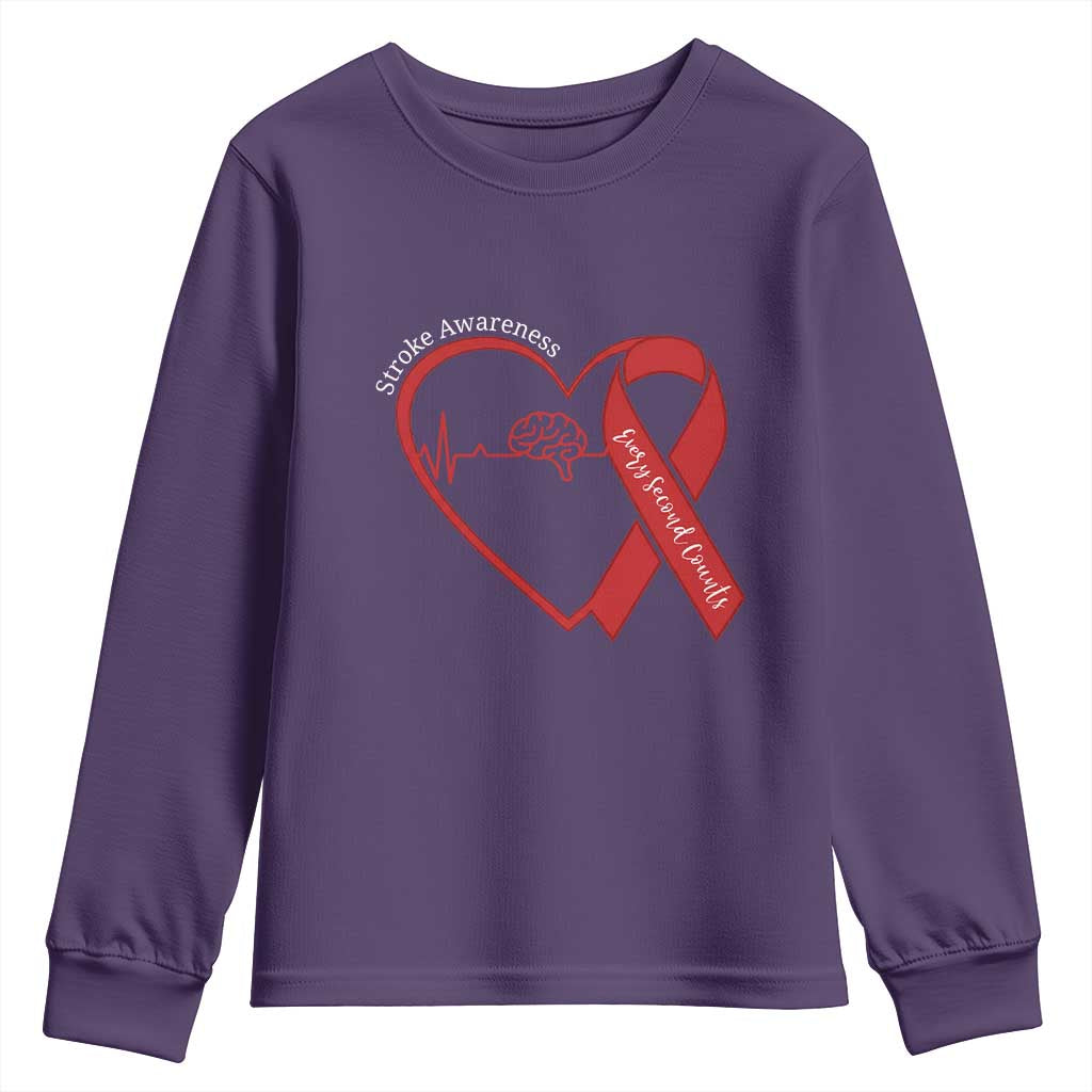 Stroke Awareness Youth Sweatshirt Stroke Survivor Warrior Brain Attack TS11 Purple Print Your Wear