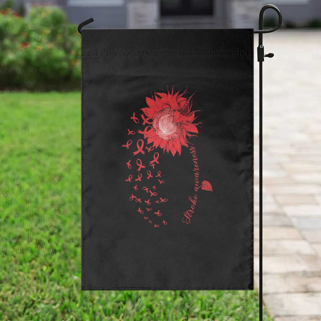 Sunflower Stroke Awareness Red Ribbon Garden Flag TS11 Print Your Wear