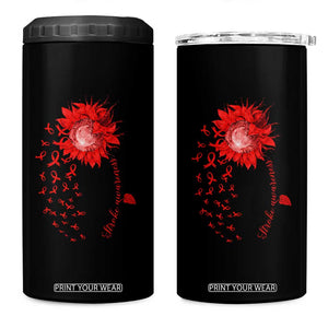 Sunflower Stroke Awareness Red Ribbon 4 in 1 Can Cooler Tumbler TS11 One Size: 16 oz Black Print Your Wear