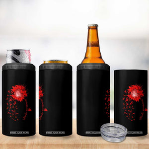 Sunflower Stroke Awareness Red Ribbon 4 in 1 Can Cooler Tumbler TS11 Print Your Wear