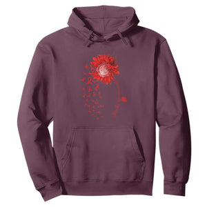 Sunflower Stroke Awareness Red Ribbon Hoodie TS11 Maroon Print Your Wear