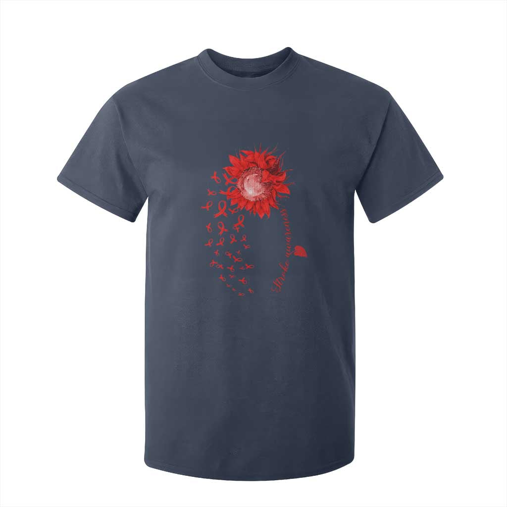 Sunflower Stroke Awareness Red Ribbon T Shirt For Kid TS11 Navy Print Your Wear