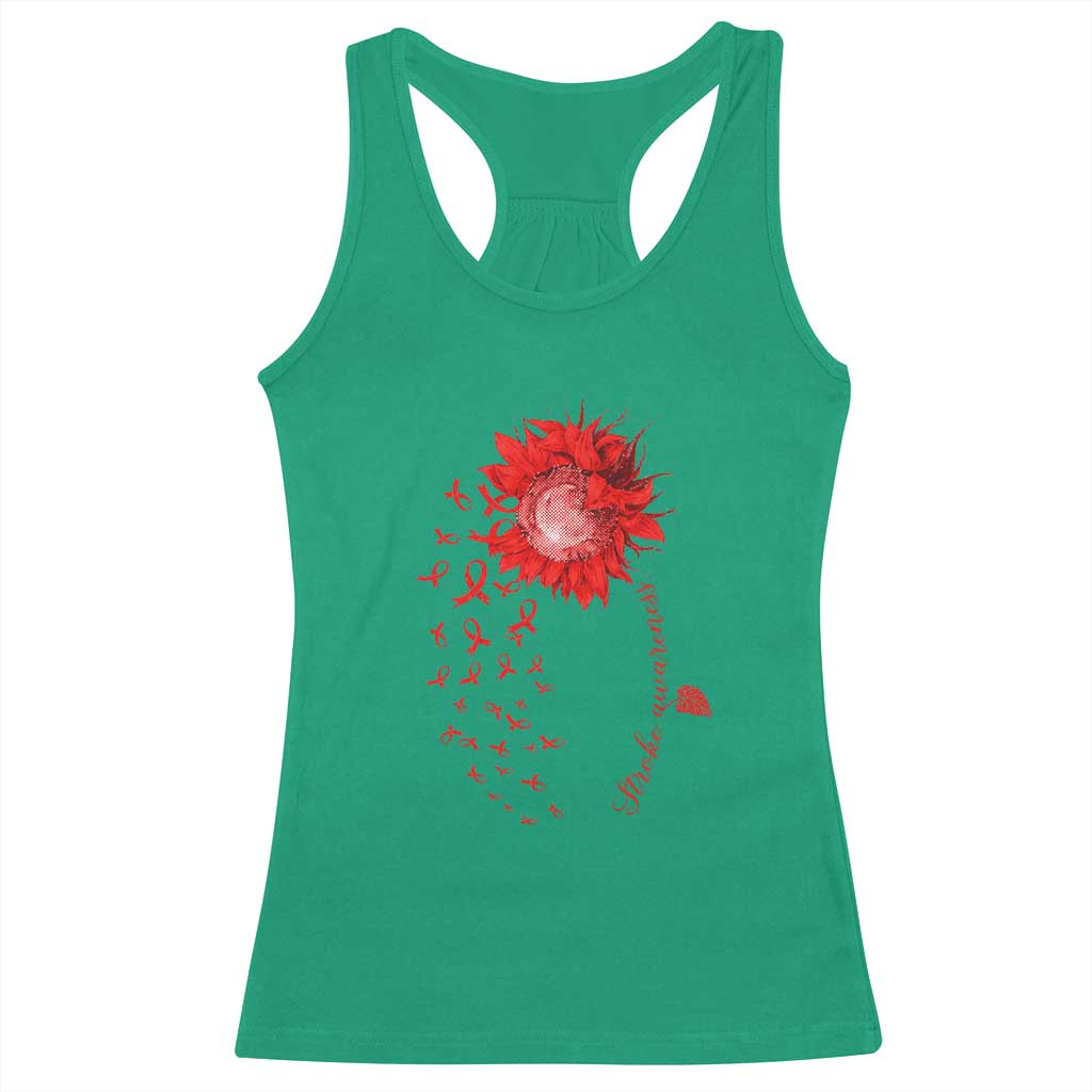 Sunflower Stroke Awareness Red Ribbon Racerback Tank Top TS11 Irish Green Print Your Wear