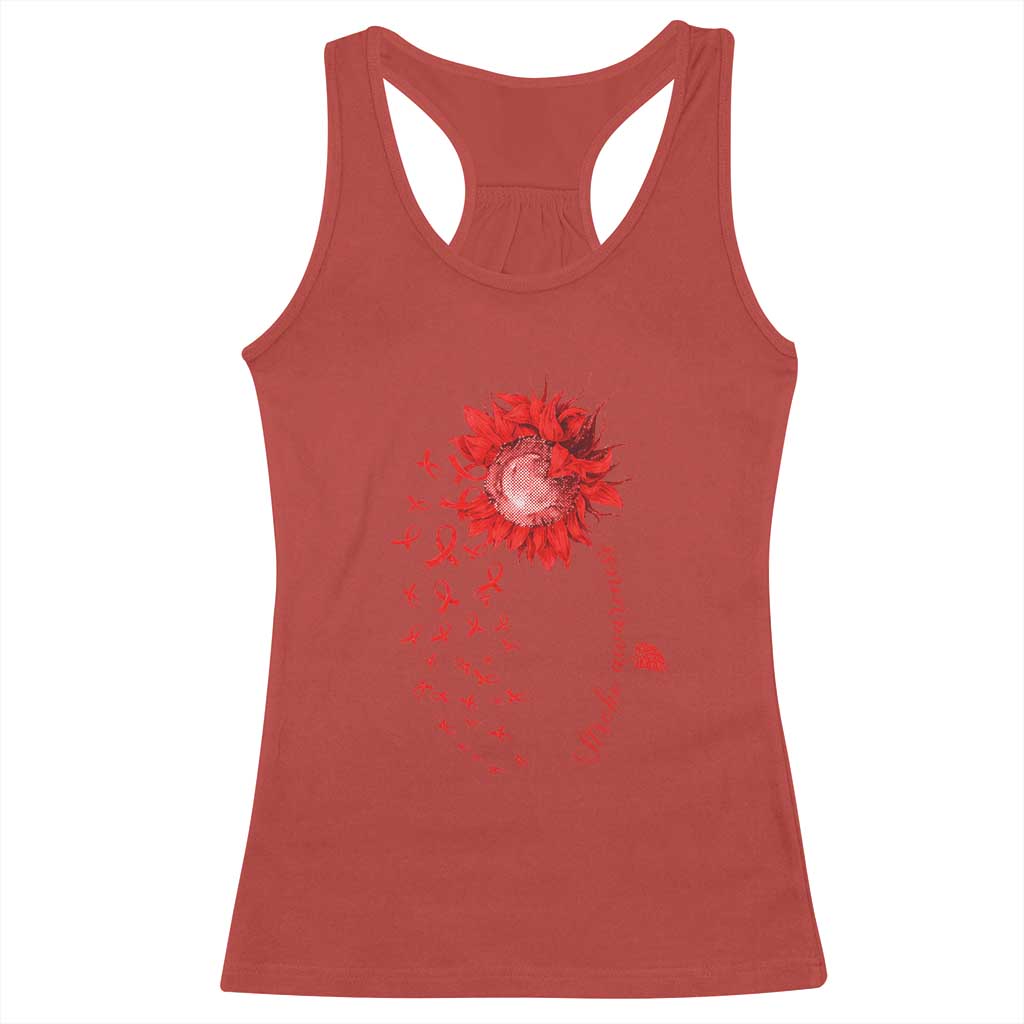 Sunflower Stroke Awareness Red Ribbon Racerback Tank Top TS11 Red Print Your Wear