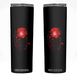 Sunflower Stroke Awareness Red Ribbon Skinny Tumbler TS11 Black Print Your Wear